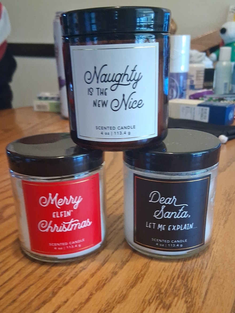 Holiday Scented Candle Trio - Red, White, Black